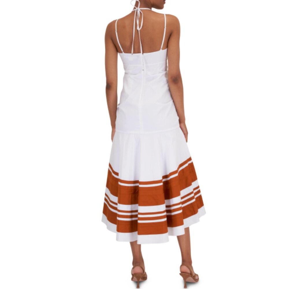 Veronica Beard 'Fitz' Ruched Sleeveless Midi-Dress, White/Golden Sand - Picture 3 of 3